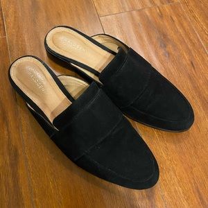 HALOGEN velvet loafers / mules in BLACK Size 7